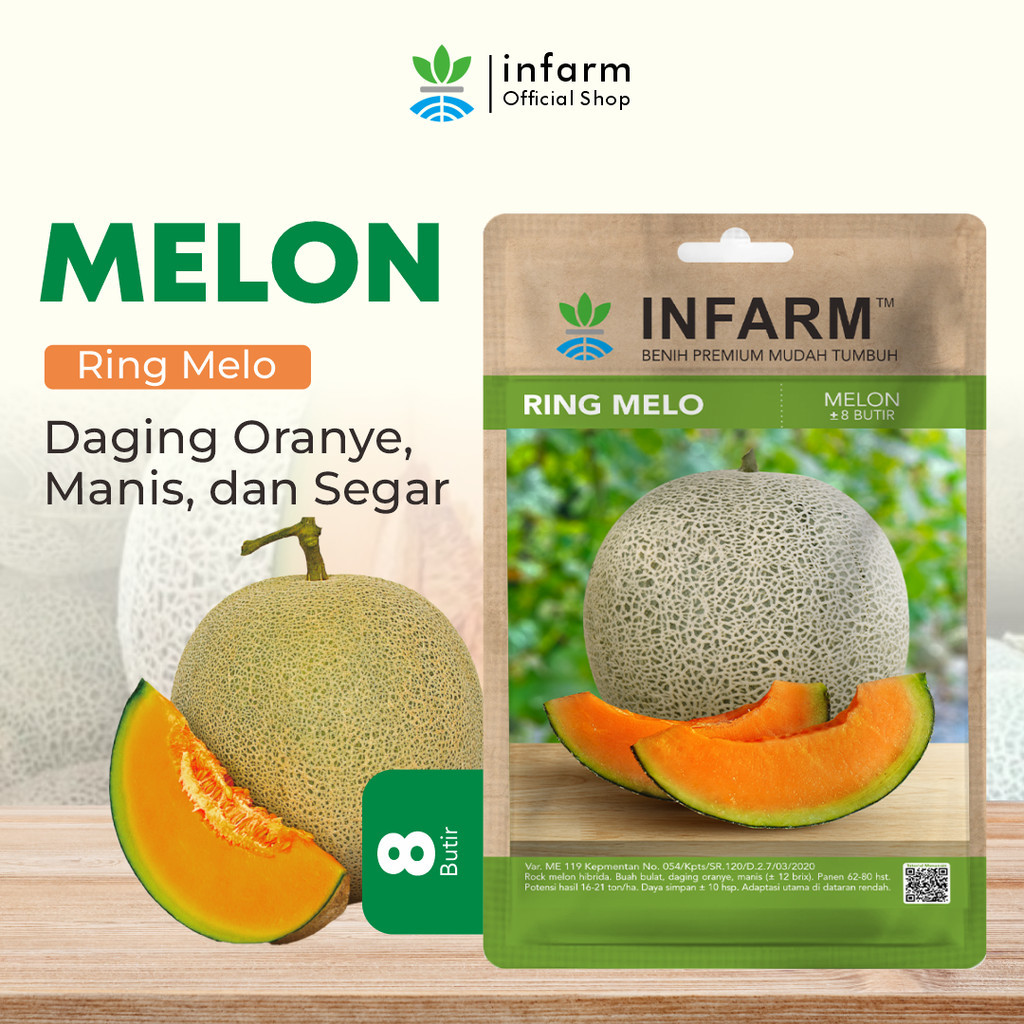 BOTANI - Benih Buah Melon Ringmelo, Bibit Buah Melon Hibrida Biji Buah Melon Manis Premium
