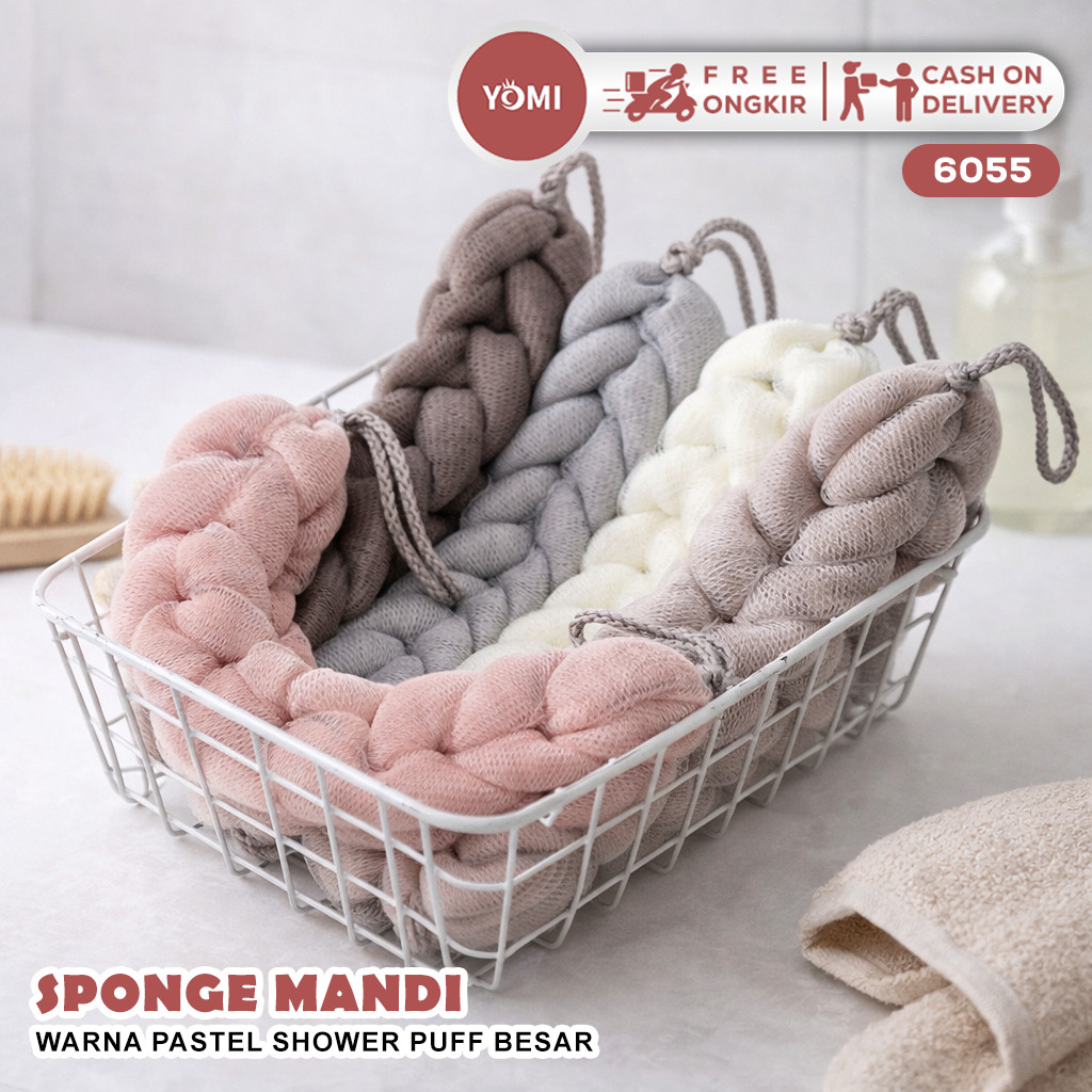 YOMI Spons Mandi Panjang 6055 spon mandi kepang shower puff Sponge Spons Panjang 55gr