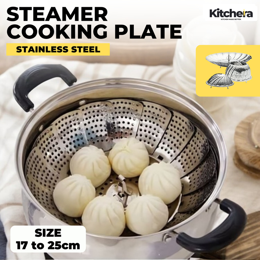 Kukusan Stainless Steel Lipat Flexible Tatakan Kukusan Steamer Cooking Plate Alat Kukus Lipat Bunga