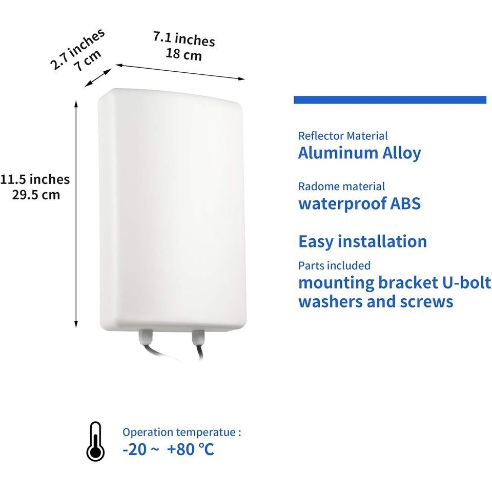 4G LTE 5G Waterproof Dual Polarized MIMO Antenna with Dual 5Meter Cable SMA/TS9 Connector for Netgea