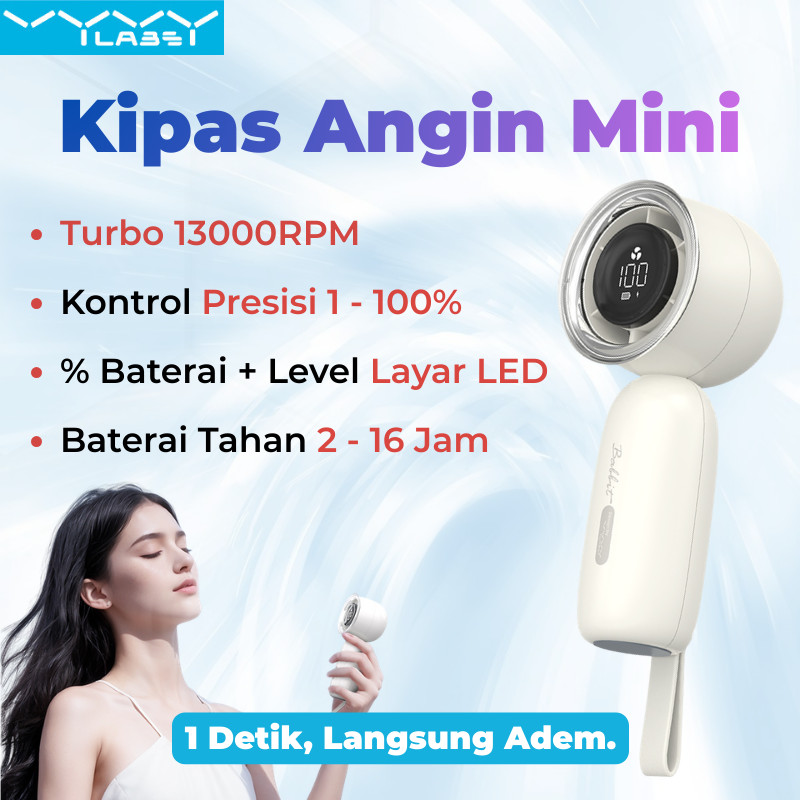 VYVYLABS Kipas Angin Tangan Genggam Mini Turbo 13000RPM Portable USB C Cas Baterai Tahan Lama