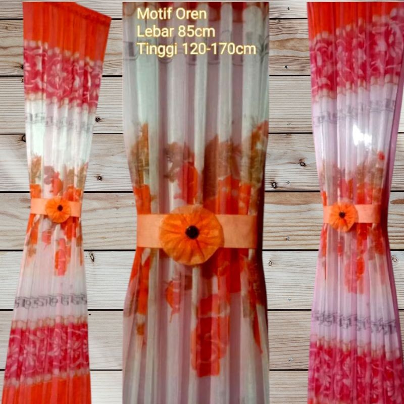 Gorden Kupu2 Vitrase Lapisan Daleman Gorden Motip Bunga Ikat Pita Jendela Kecil Tirai Minimalis
