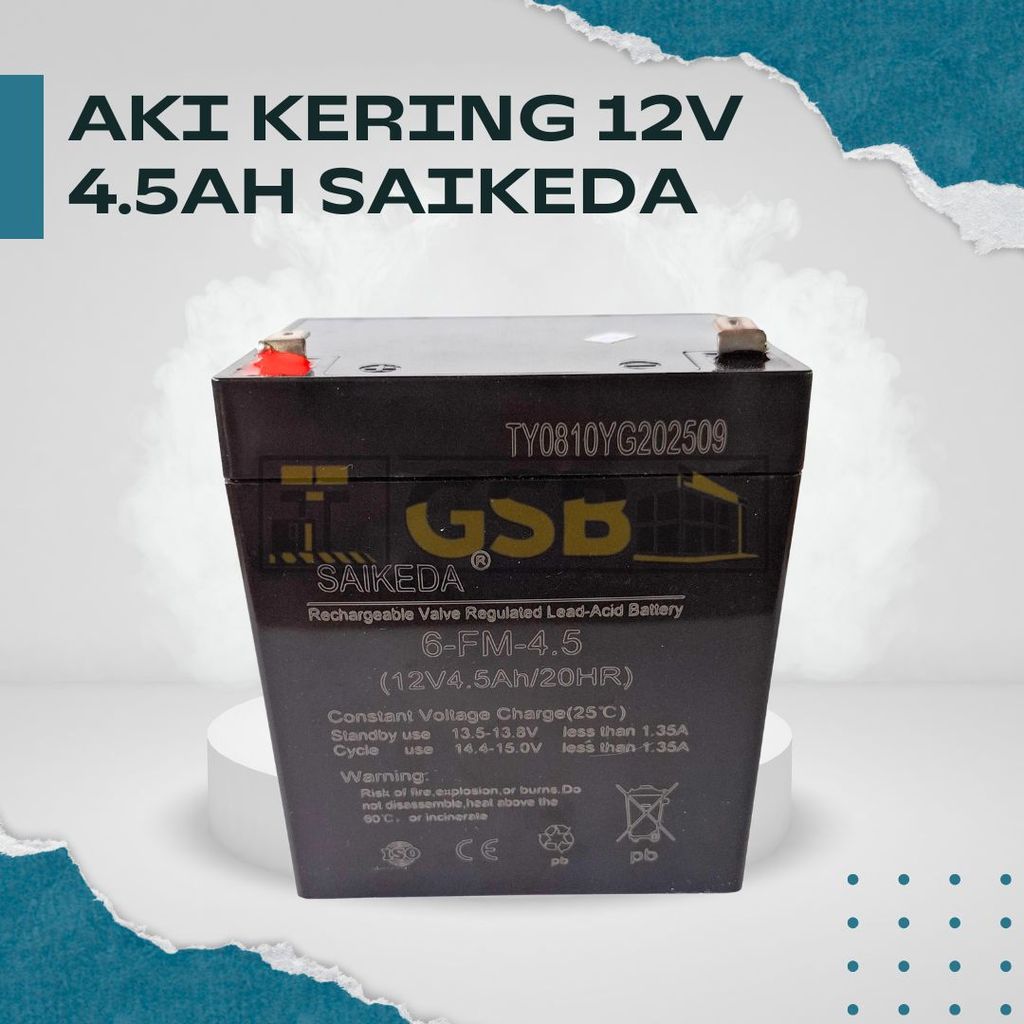Aki 12 Volt 4.5Ah SAIKEDA untuk Lampu Emergency