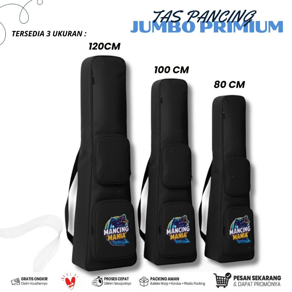 Tas Mancing Waterproof Bahan Tebal – Ransel Gendong 80cm - 120cm untuk Joran & Alat Pancing