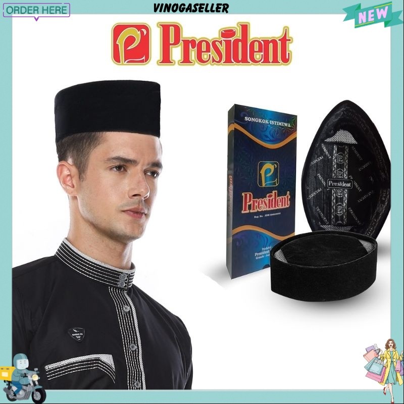 Songkok Peci President AC original 100% kopiah polos hitam peci president
