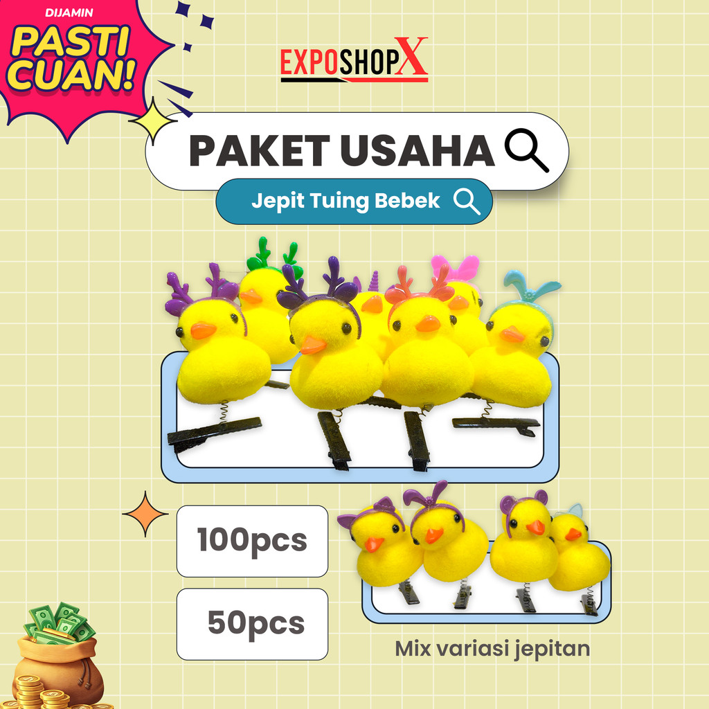 Paket Usaha Jepit Bebek100 Pcs / Jepit Rambut Bebek Anak Lucu Isi 100 Pcs