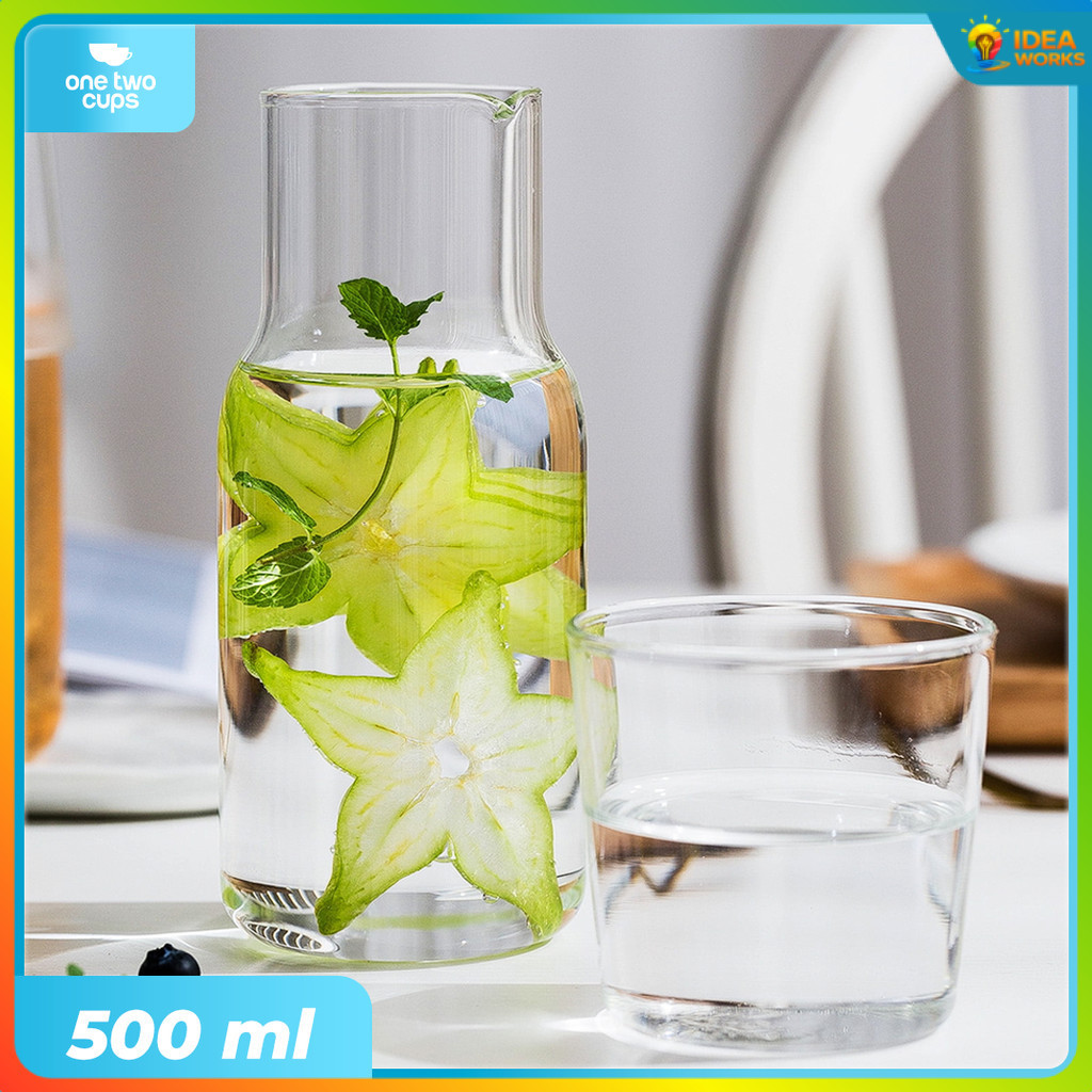 One Two Cups Set Teko Gelas Kaca Kopi Teh 1 Teko 1 Gelas - 0007G-C