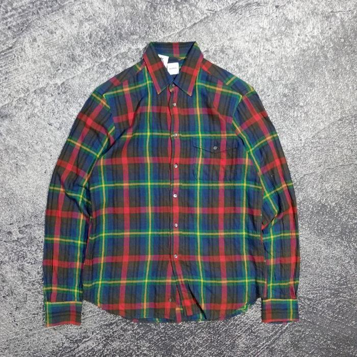 Kemeja lengan panjang ASPESI kotak kotak kombinasi warna casual murah size M