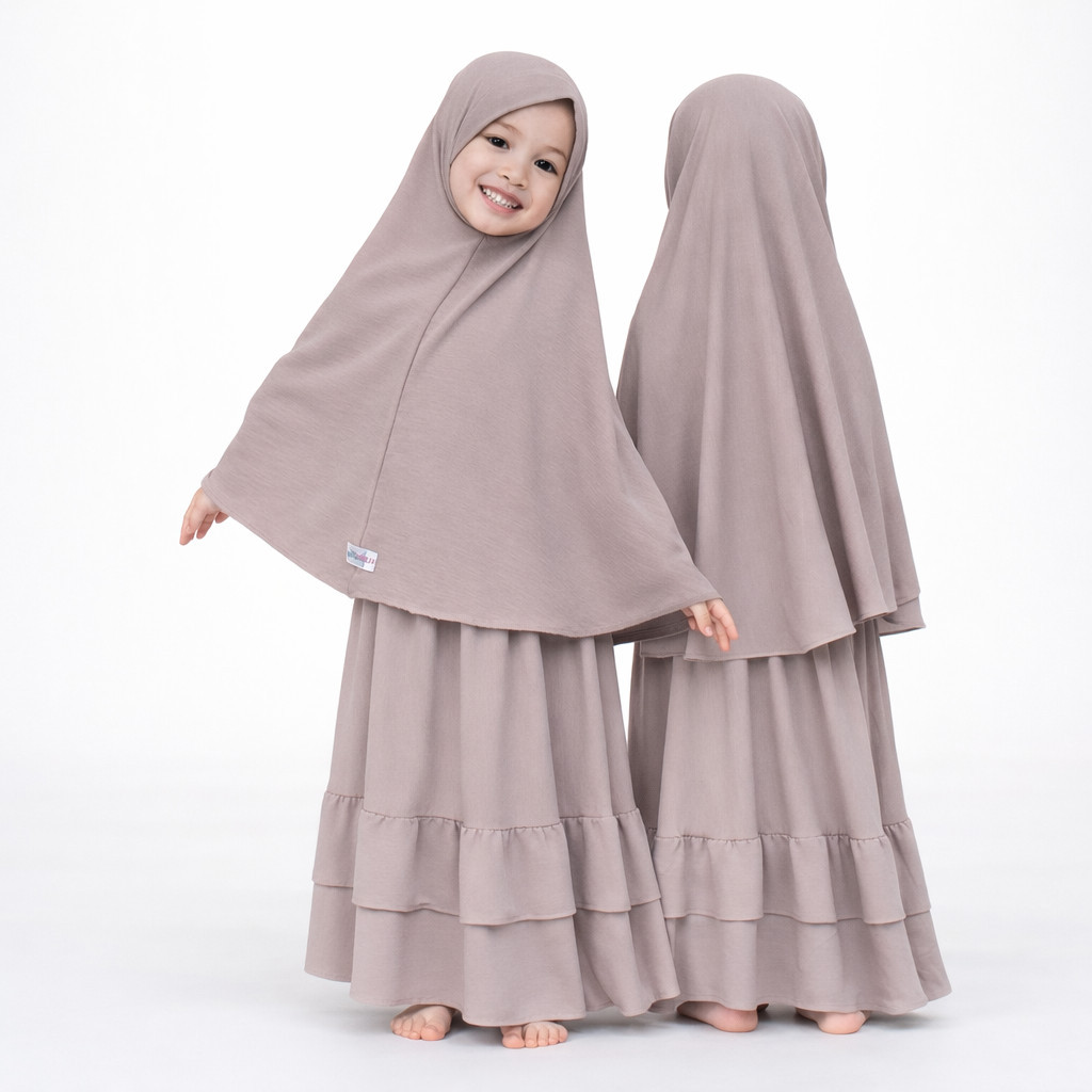 Gamis Anak Perempuan French Khimar Set Kerudung