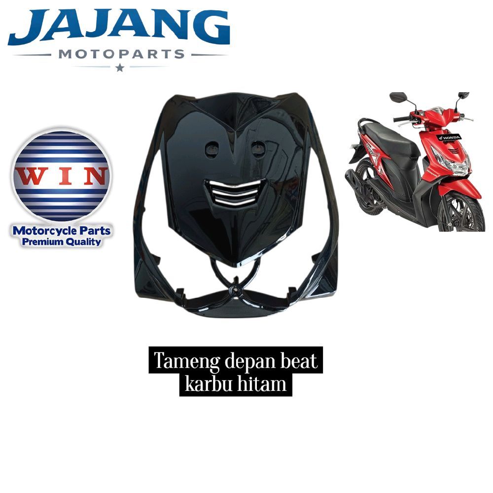 tameng depan beat karbu hitam glossy original win
