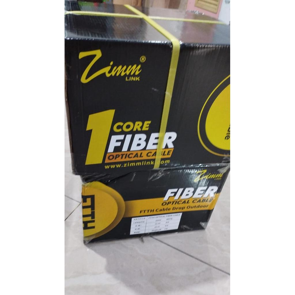 NEW FIBER TEKNO Drop Cable 1C G657A LENGTH 1000M Kabel fo 1 core 3 seling - ZIMMLINK FO