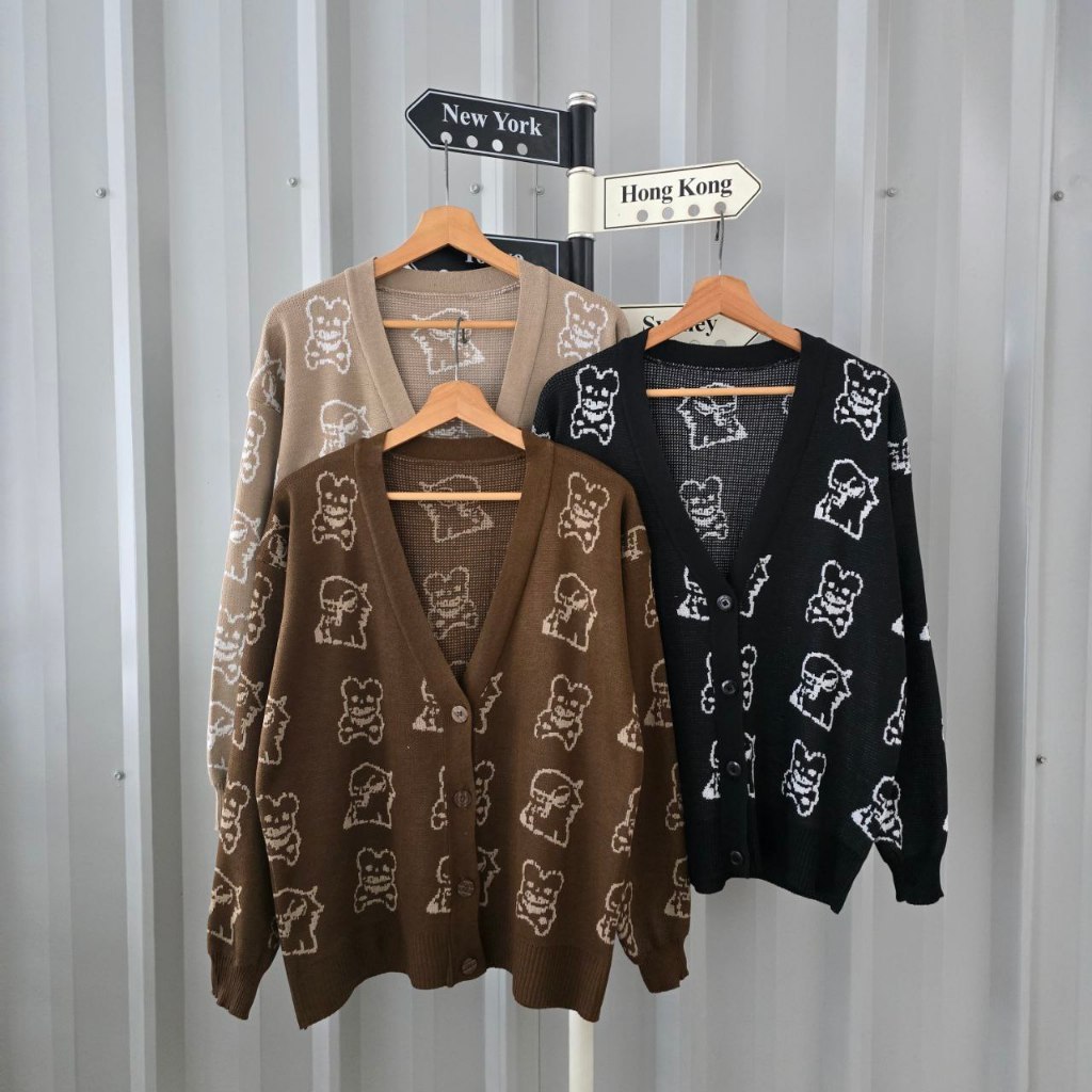 DINO PANDA OUTER CARDIGAN RAJUT OVERSIZE UNISEX WANITA PRIA