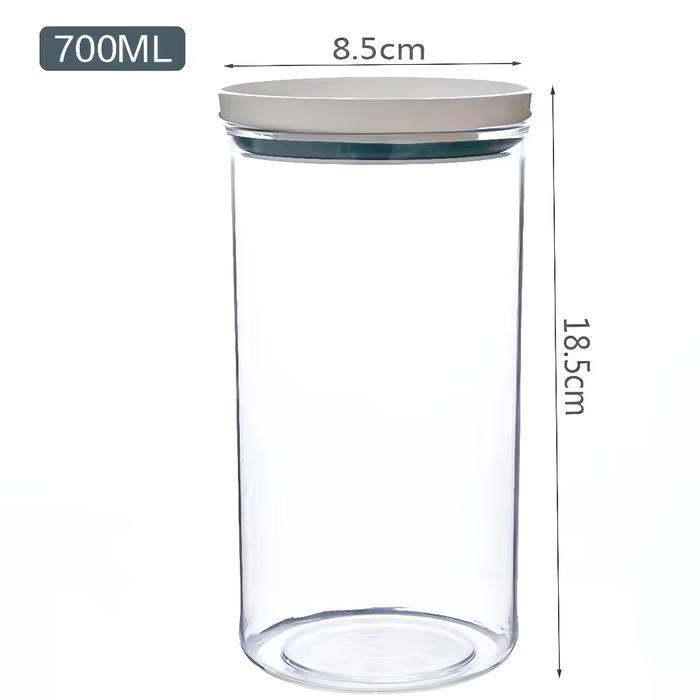 Toples Plastik Jar 250 350 550 700 ml Tutup Kedap Udara Sealed Penyimpanan Kue Kering Biji Kopi - 70