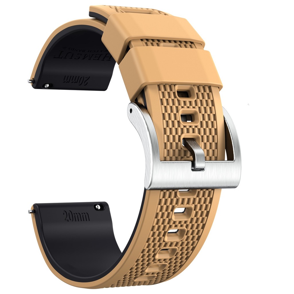 Hemsut KHAKI BlacK Silicone Watch Bands 18mm 20mm 22mm Quick Release Rubber Watch Strap for Men Wome