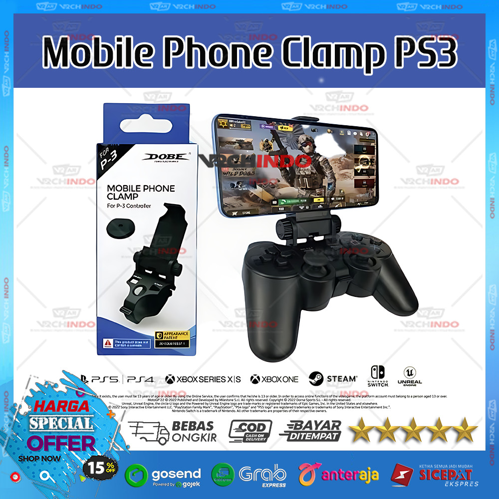 Clamp Phone Holder DualShock3 - Cocok Untuk Gaming Emulator / FPS / Advanture / MMORPG