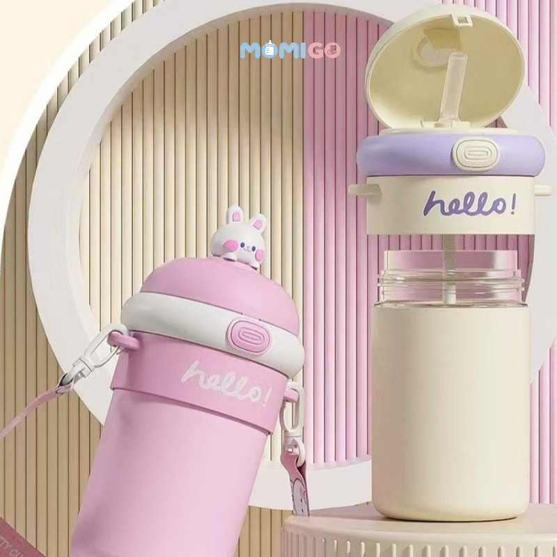 MOMIGO Tumbler Anak 450ml/ Gelas Tumbler Kopi/Botol Minum Anak Lucu / Glass Cup Kartun