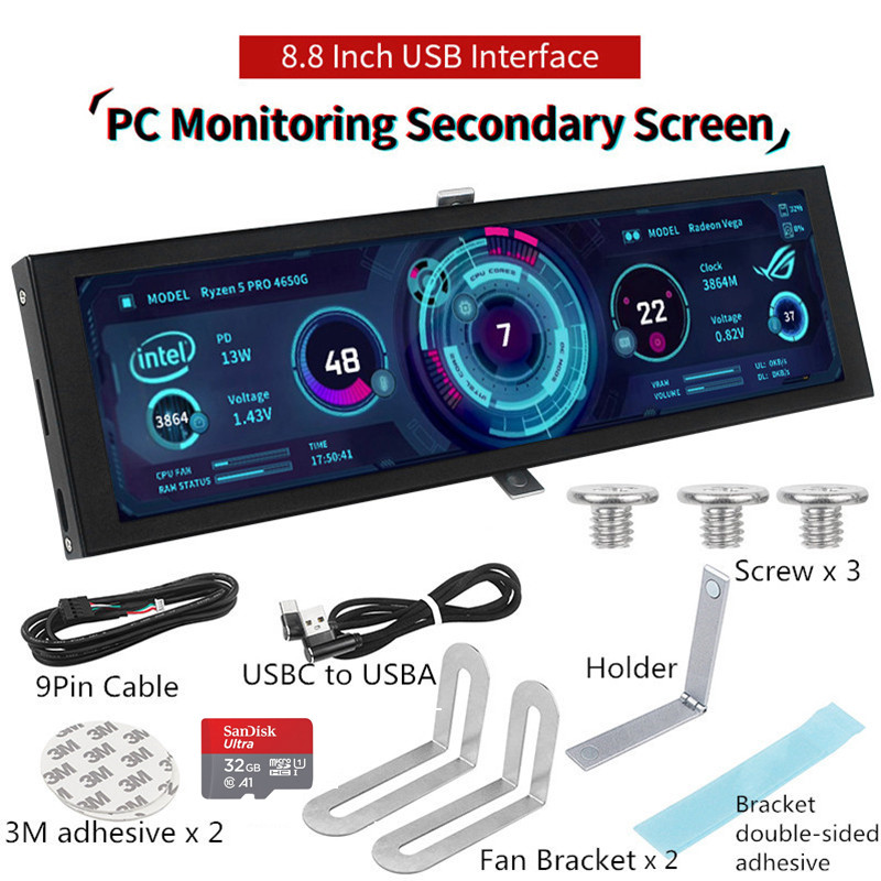 Turing 8.8 In IPS Secondary Screen Type-C CPU GPU RAM Computer Monitor USB Smart  Screen assis NO AI