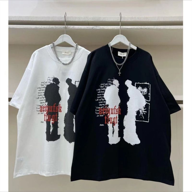 Baju Couple Kekinian Viral Tiktok 2026 Bahan Heavyweight Kaos Sablon American Style Model Oversize K