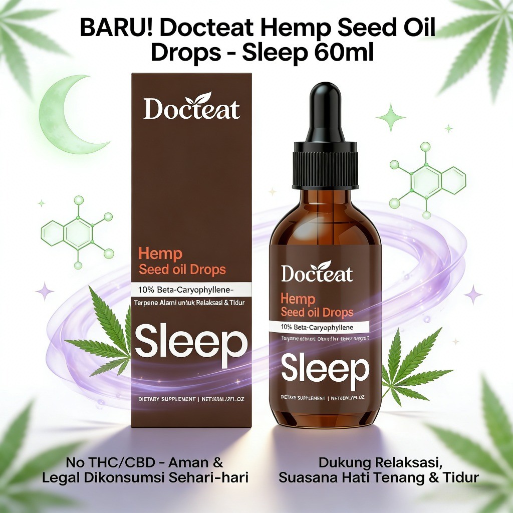 Hemp Seed Oil Drops 10% Beta-Caryophyllene Dukung Tidur Relaksasi Mood Tenang 60ml LY31949