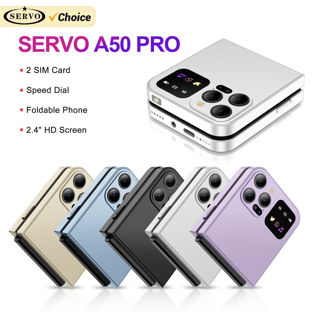 SERVO A50 Pro Ponsel Lipat Dual SIM Card GSM Senter Elektrik Perekaman Panggilan Otomatis Layar 2.4 