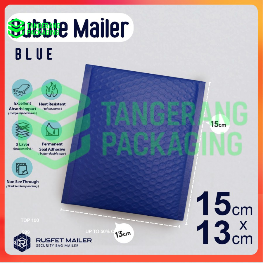 Amplop Bubble Mailer Electric Blue 15x13 Bubble Mailer Envelope Rusfet Bubble Packing