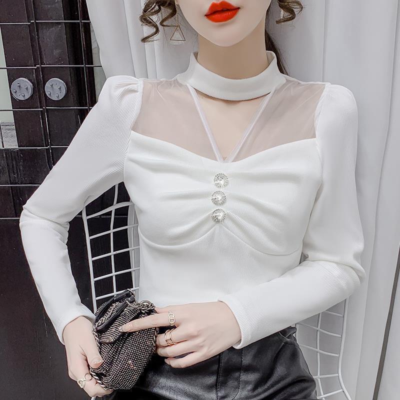 kaos putih bottoming kemeja women 's inner design atasan putih