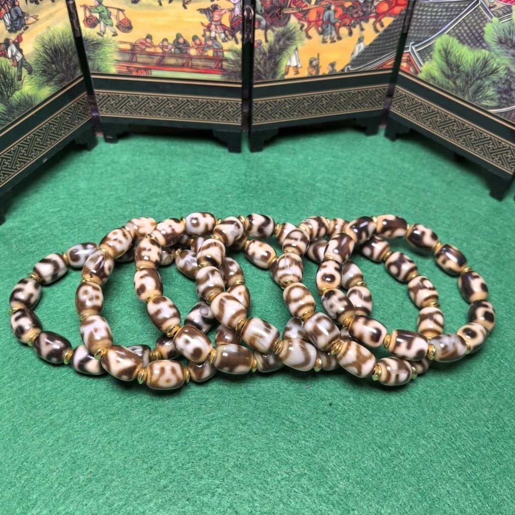 Dzi manik gigi harimau Duobao gelang pola harimau pulp batu akik perhiasan gelang pria dan wanita