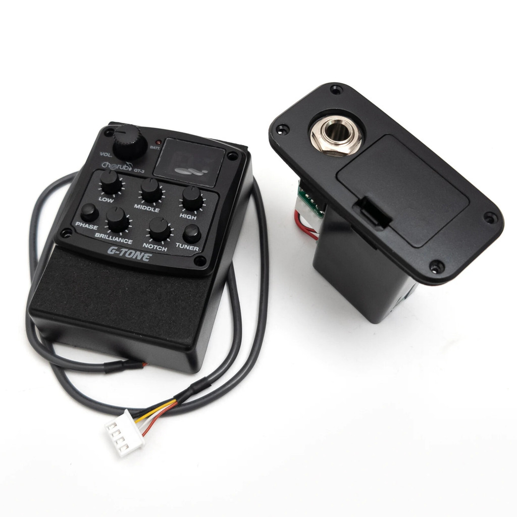 Preamp Gitar Akustik GT ‑ 3 3 ‑ Band EQ dengan Tuner & Piezo Pickup Set