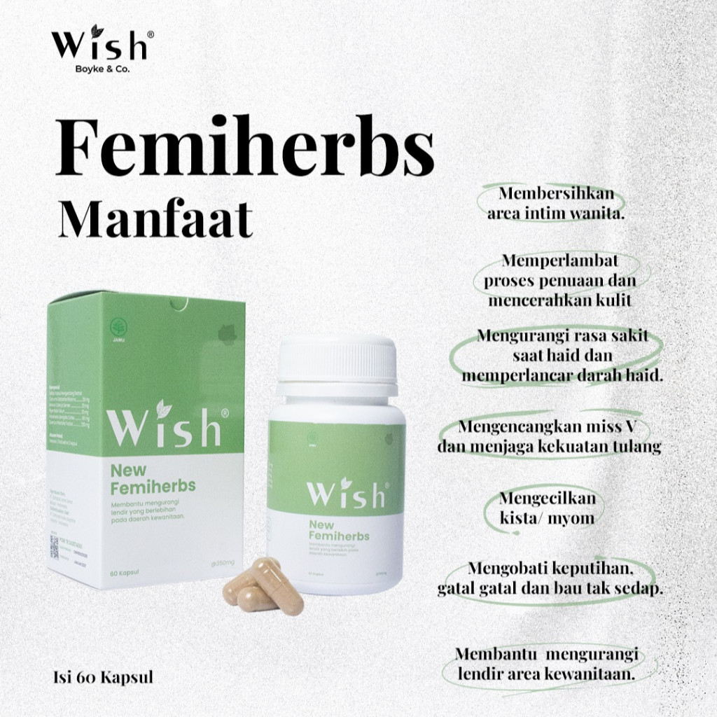 WISH NEW FEMIHERBS ASLI 100% ORIGINAL PERAPAT MISS V KEPUTIHAN AMPAS TAHU BAU GATAL LENDIR BPOM