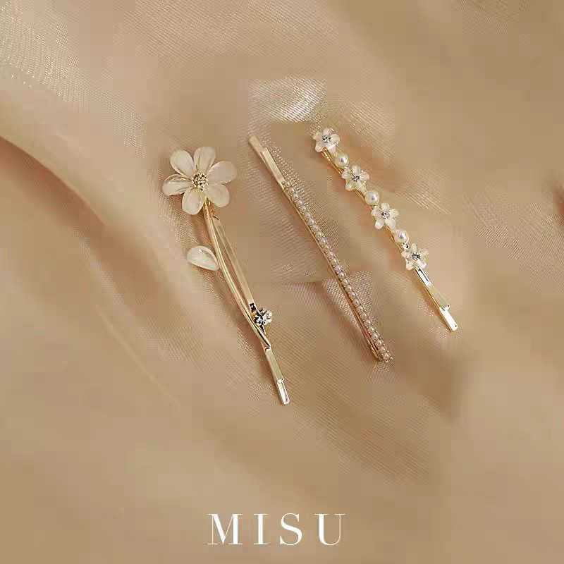 Jepit Rambut Mutiara Bunga Elegan – Hair Pin Korea Aesthetic Simple Bridal & Daily Look
