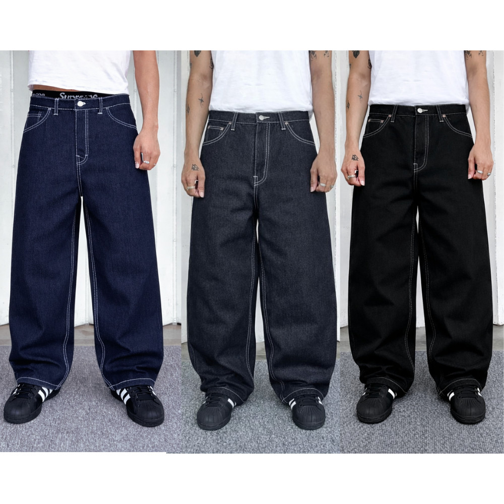 RAW DENIM ORIGINAL BDG|Celana Jeans Baggy Raw Denim Tebal 14 Oz size 28 30 32 34