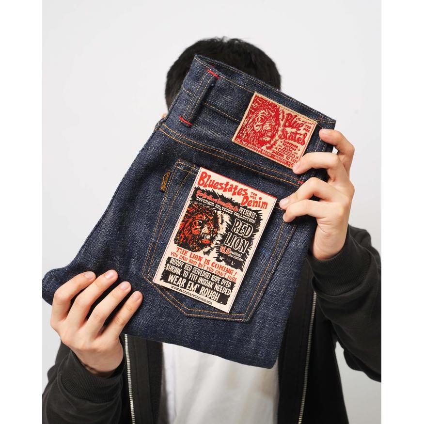 Raw Selvedge Denim - Red Lion 16.5 oz Classic Unsanforized Selvedge Slim Straight / Slim Fit Jeans B