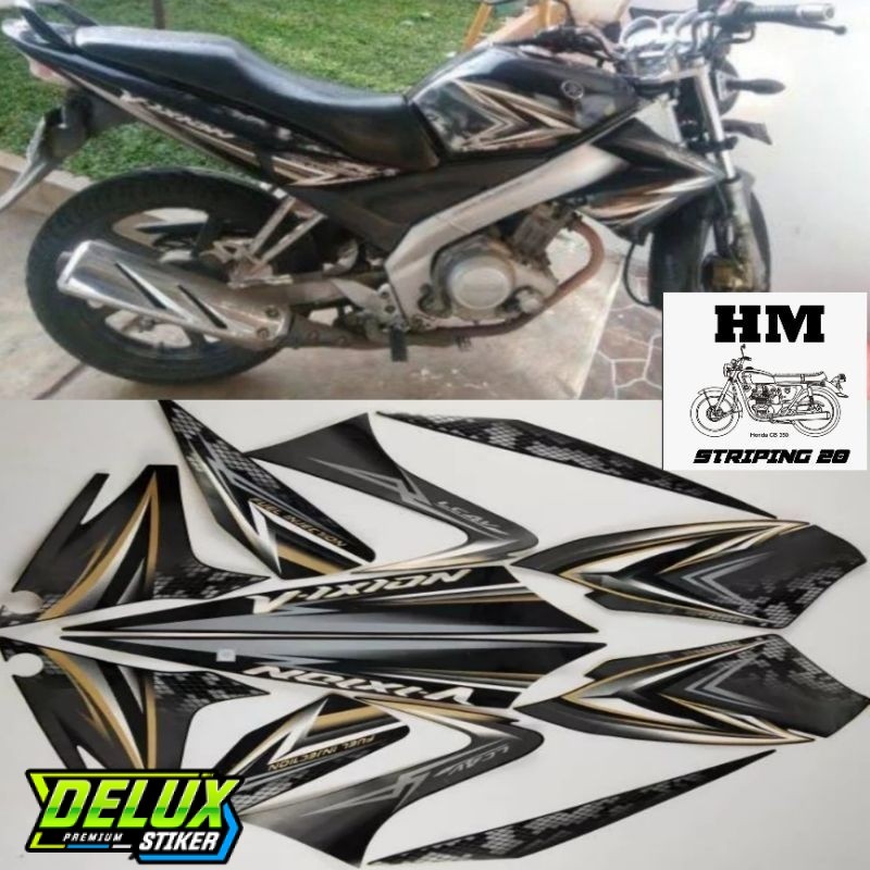 STRIPING STIKER YAMAHA VIXION OLD 2009 HITAM LIS BODY STANDAR