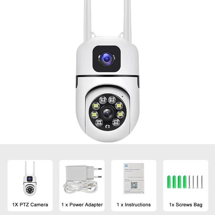 Jenn shop_ CCTV Cam720 Kamera Keamanan PTZ Lensa Ganda Luar Ruangan - HD 1080P, Nirkabel WiFi, Pengl
