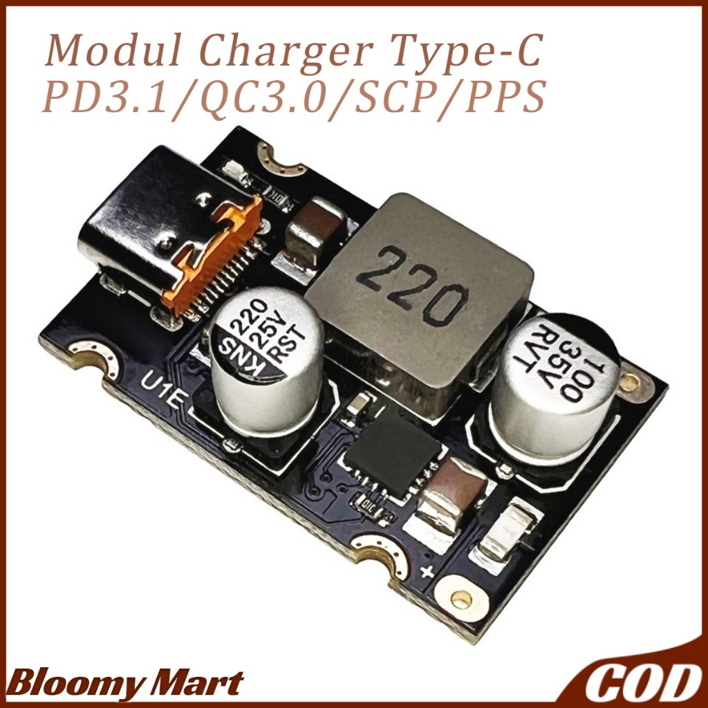 Pengisian Baterai Module Step Down Fast Charging Type-C PD 65W DC 8‑30V PD3.1 PPS Quick Charging QC3