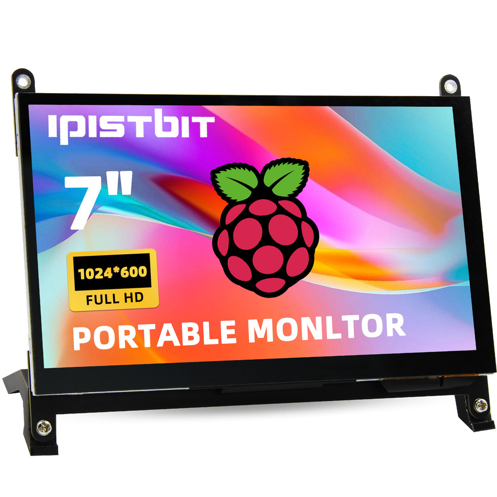 iPitsBit 7 In Raspberry Pi Monitor, IPS LCD HDMI Screen 1024x600 for Raspbery Pi 5 4 3B 2B B4,BB Bla