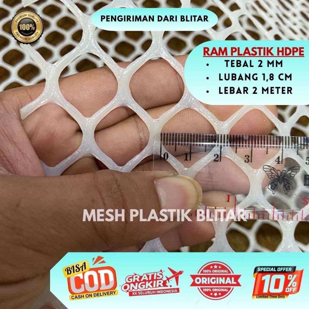 PROMO Ram plastik PUTIH ECER Lebar 2 meter ( 1 Pcs = Panjang 2 meter ) alas kandang ayam, hiasan pag