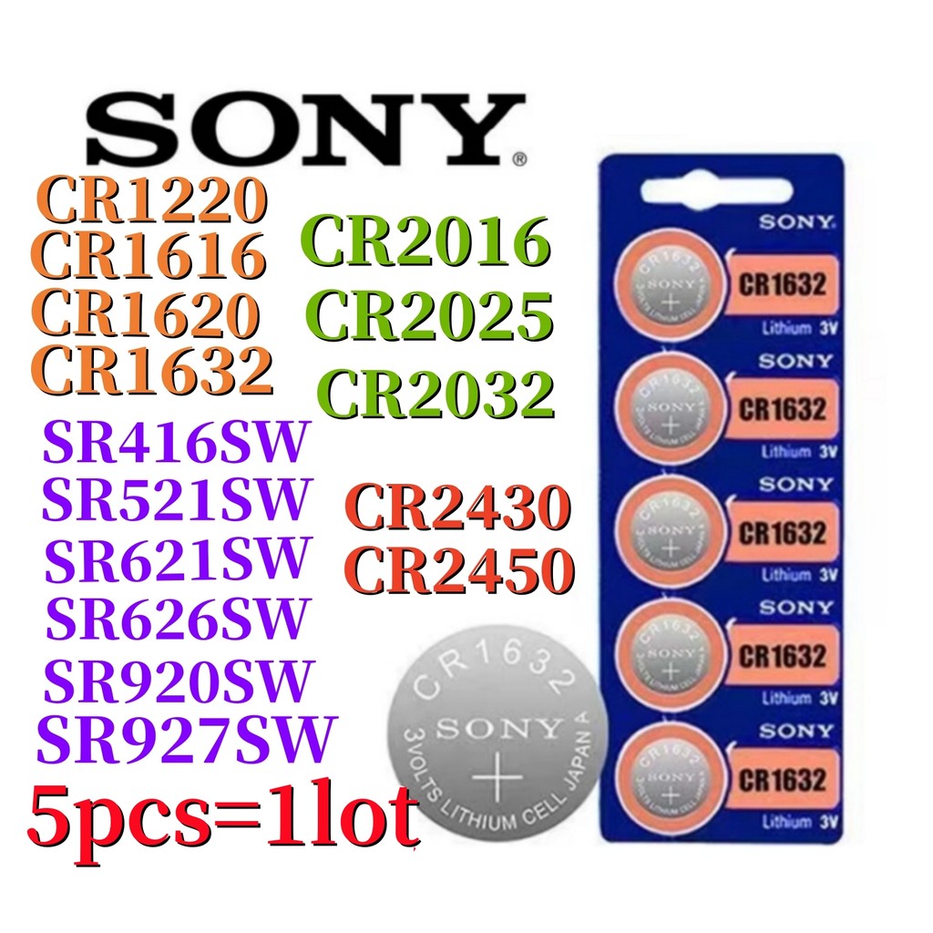 10Pcs Original SONY CR2032 battery CR2025 CR2016 CR1632 CR1220  CR1620 CR2450 CR2430 371 SR920SW 377