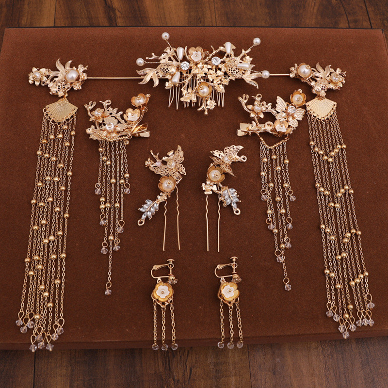 Aksesoris Gaun Hanfu Pengantin Baru Kostum Kuno Hiasan Kepala Xiuhe