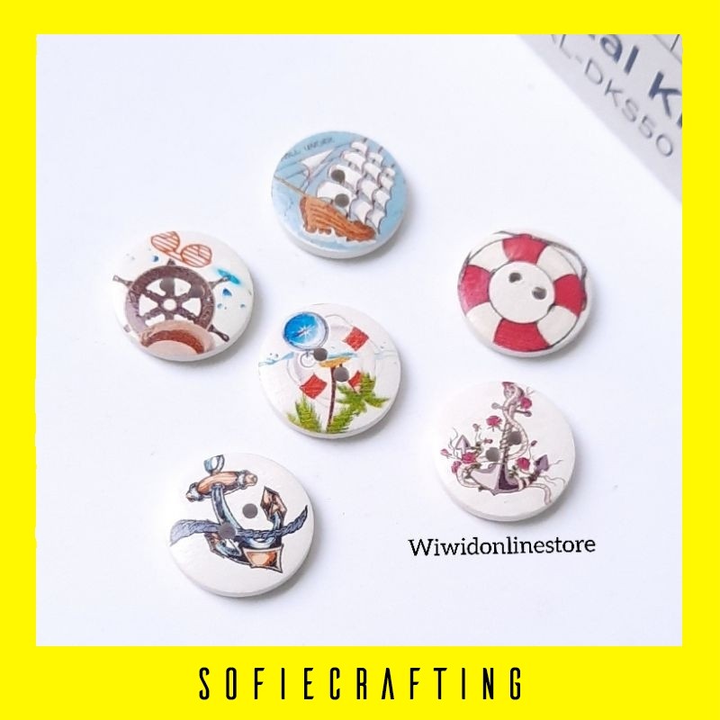 SOFIECRAFTING (5 biji) KANCING KAYU HIAS 2 cm 01 BEADWORKS BAHAN CRAFT