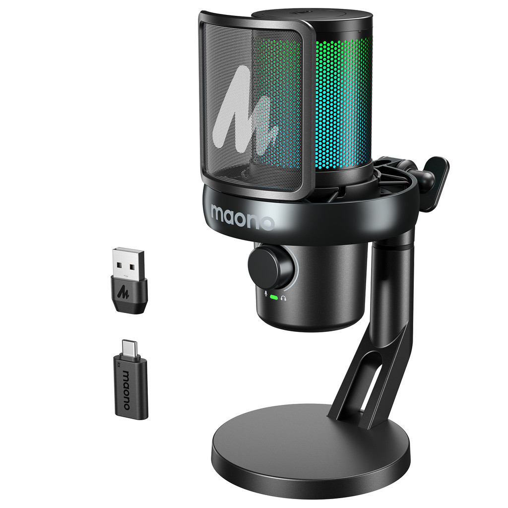 MAONO DM40 Wireless USB Microphone with AI Voice Changer Noise Reduction Condenser Mic for Gaming St
