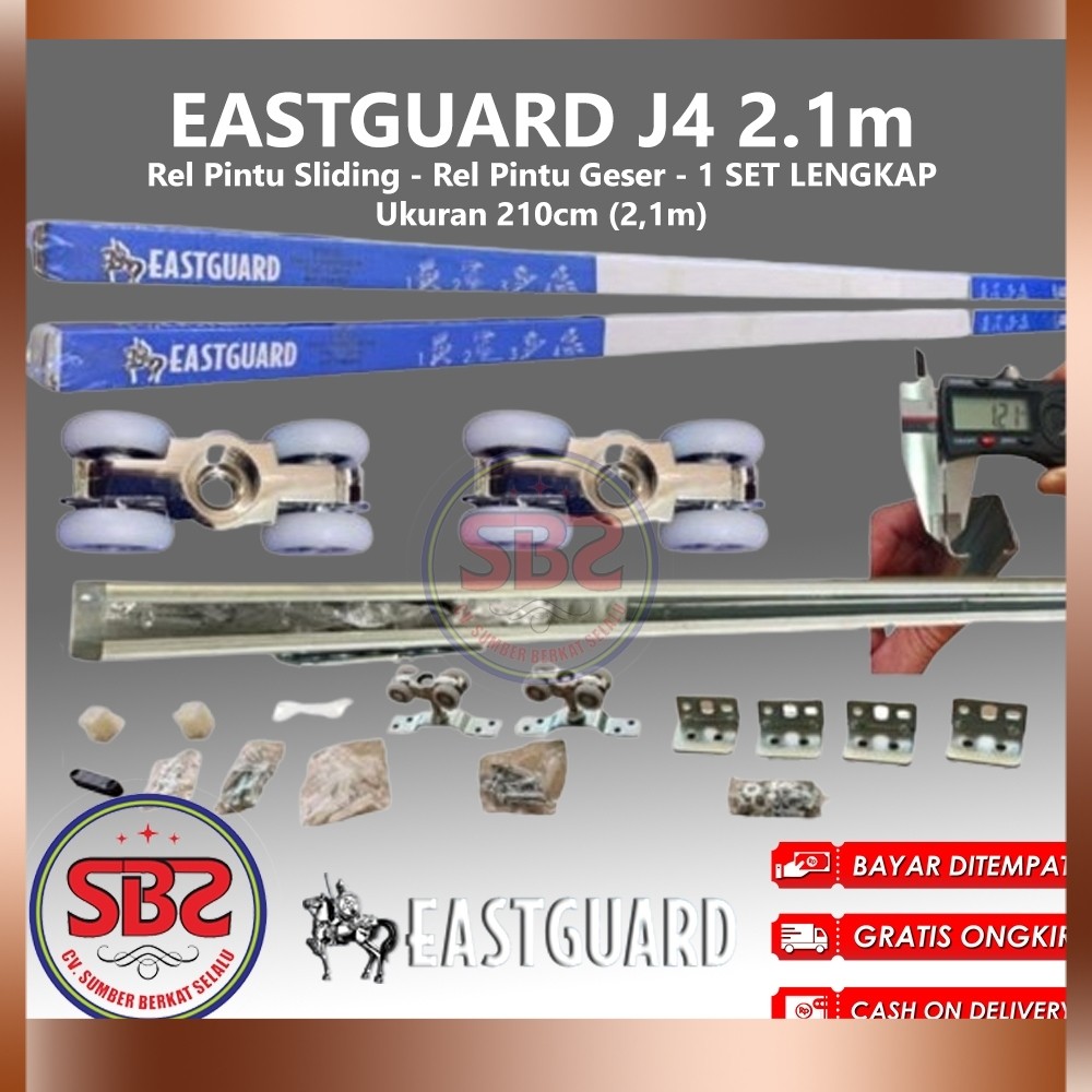REL SLIDING J4 EASTGUARD - Rel Pintu Dorong - Sliding Rail Galvanis - Sliding Track - Rel Pintu 2.1m