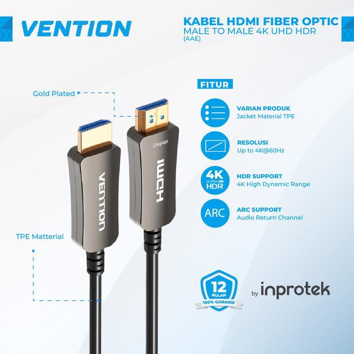 Gudang Digital Pro | Vention Kabel HDMI Fiber Optic Active 2.0 Male to Male 4K UHD HDR - AAE - HDMI 