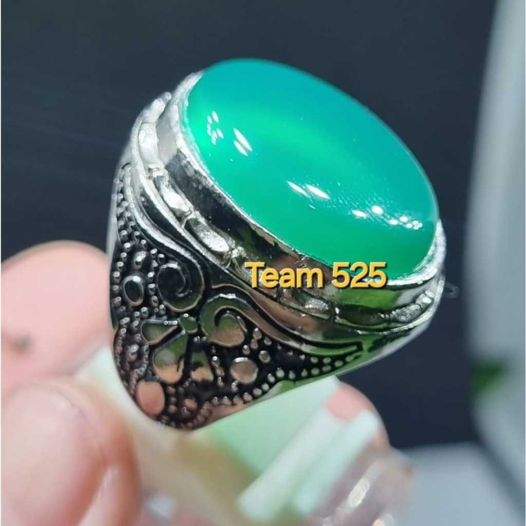 Cincin batu yaman hijau kristal asli original yahman / yahmani / habasy dim18-20 mm / rindu akik