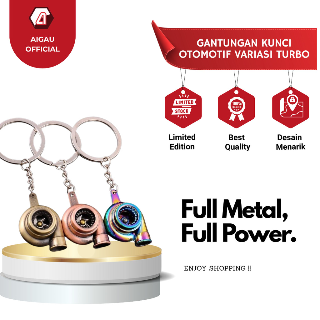AIGAU Gantungan Kunci Turbo Keychain Gantungan Kunci Model Turbo Mobil Keychain