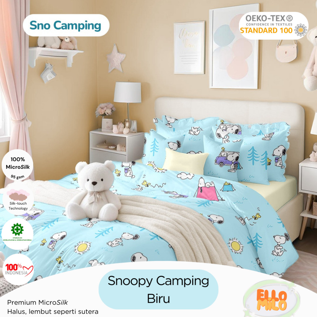 RUES.STORE Sprei Set Snoopy | Katun Microsilk | 120x200 140x200 160x200 180x200 | Sprei Korea