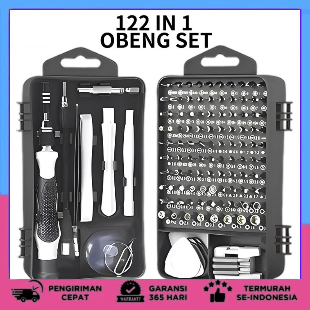 Obeng Set 122 in 1 Magnetik Presisi Obeng HP Laptop Komputer Tool Kit Service Lengkap raparasi hp