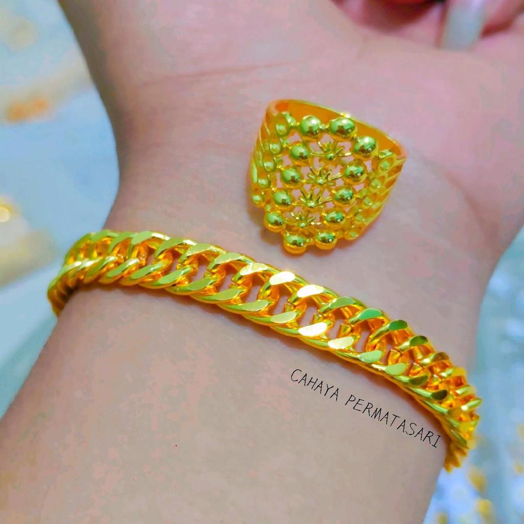 Set Gelang dan Cincin RNT Titanium Mewah ANTI KARAT