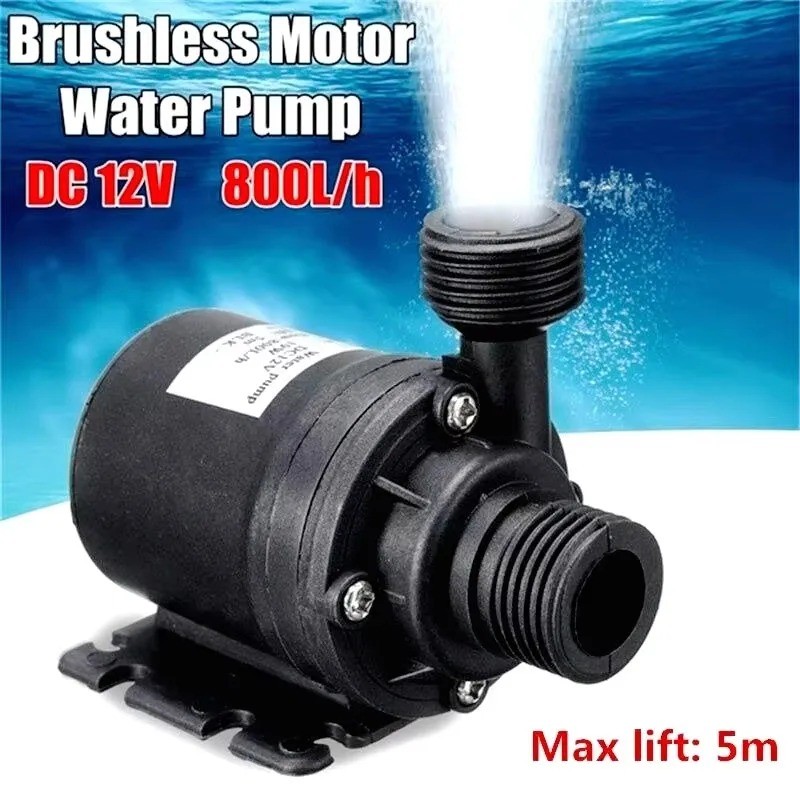 Pompa Air Celup Submersible DC 12V 24V Tekanan Tinggi 22W 30W Debit 800–1000L/H Head 5–8 Meter Aquar