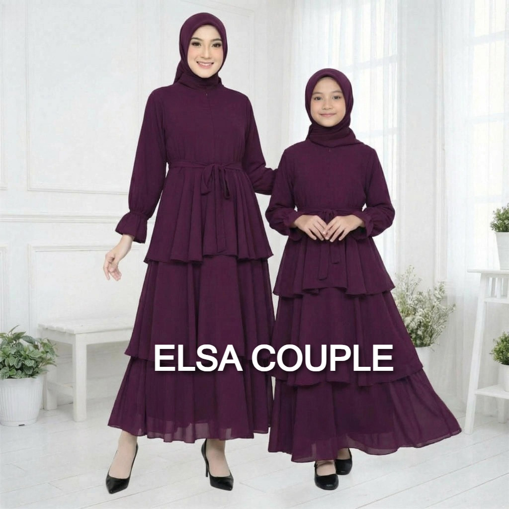 Gamis Couple Ibu dan Anak Lebaran 2026 Ceruty Abaya Dewasa Couple Ibu Anak Long Dress Muslim